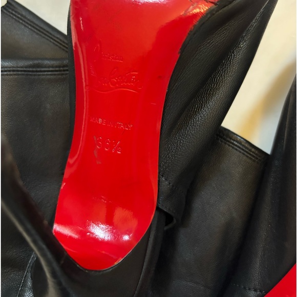 Christian Louboutin peep toe lamb skin soft black leather 36.5 booties - Picture 4 of 12
